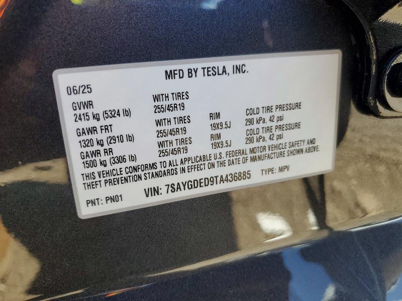 Продаж на аукціоні авто 2026 Tesla Model Y, vin: 7SAYGDED9TA436885, номер лоту: 53739266