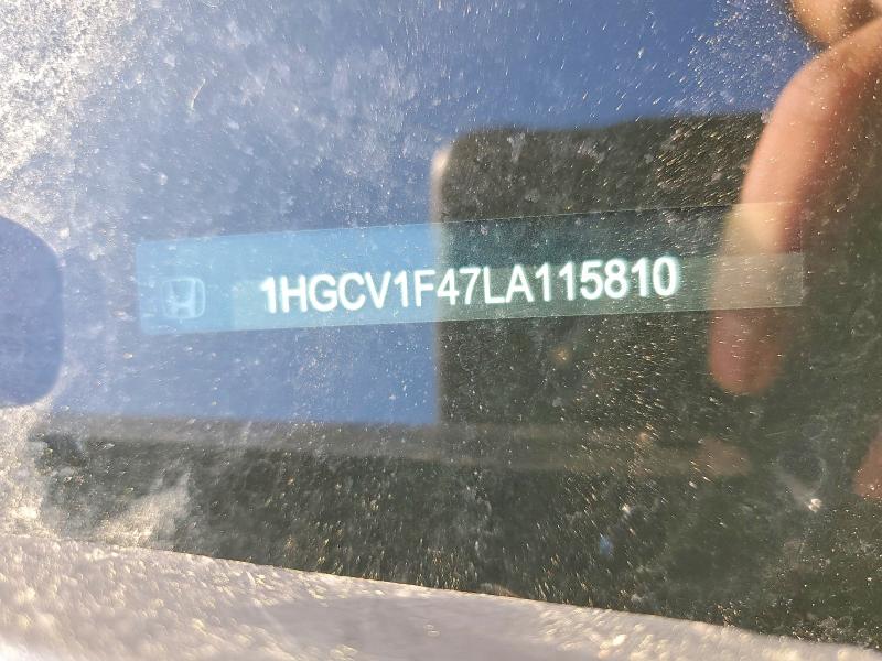 Auction sale of the 2020 Honda Accord, vin: 1HGCV1F47LA115810, lot number: 78121335