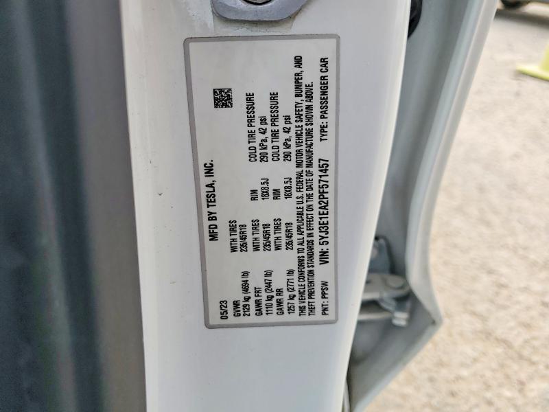 Продажа на аукционе авто 2023 Tesla Model 3, vin: 5YJ3E1EA2PF571457, номер лота: 52769296