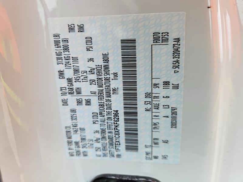 52044796 :رقم المزاد ، 1FTEX1C8XPKF62964 vin ، 2023 Ford F150 مزاد بيع