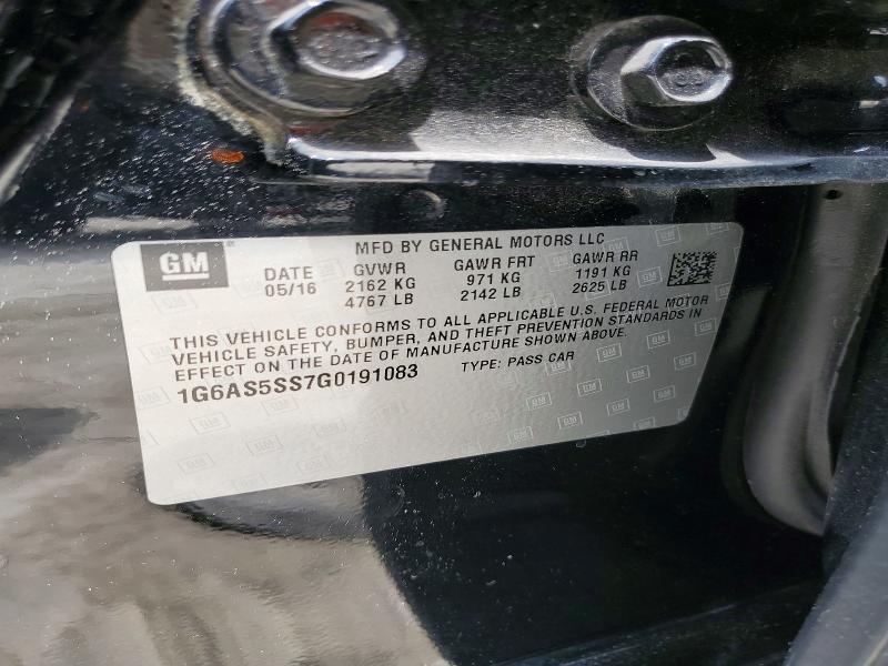 52662266 :رقم المزاد ، 1G6AS5SS7G0191083 vin ، 2016 Cadillac Cts مزاد بيع