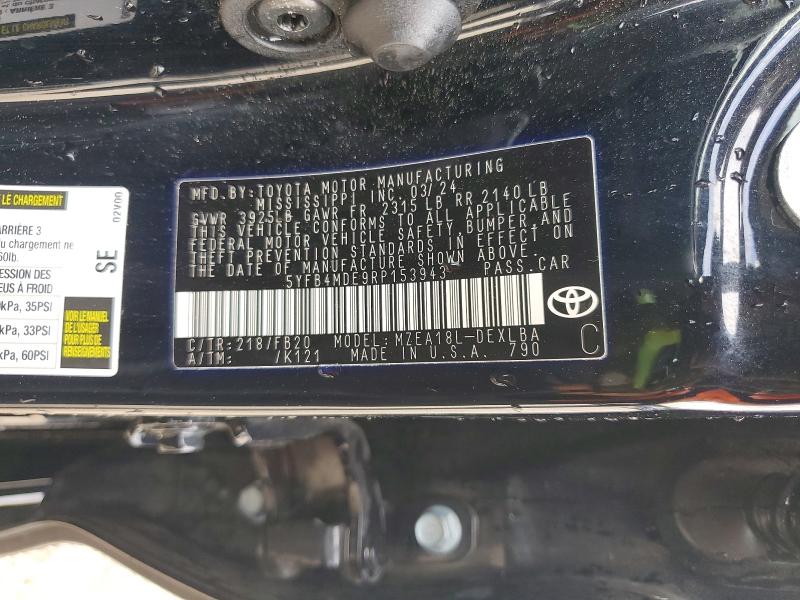 53633926 :رقم المزاد ، 5YFB4MDE9RP153943 vin ، 2024 Toyota Corolla مزاد بيع