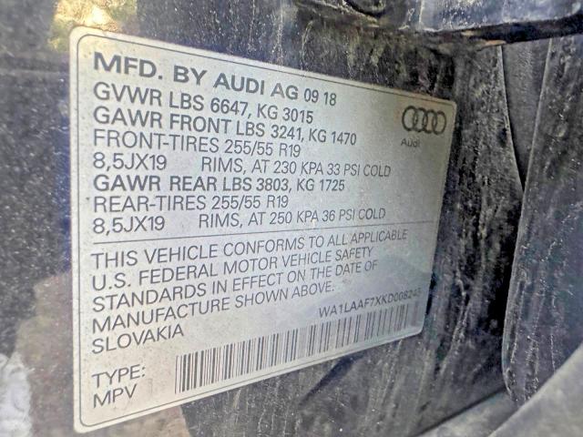 54542416 :رقم المزاد ، WA1LAAF7XKD008245 vin ، 2019 Audi Q7 مزاد بيع