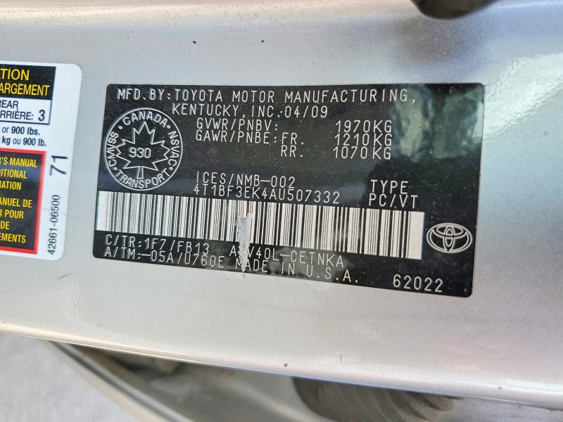 Продаж на аукціоні авто 2010 Toyota Camry, vin: 4T1BF3EK4AU507332, номер лоту: 55238036