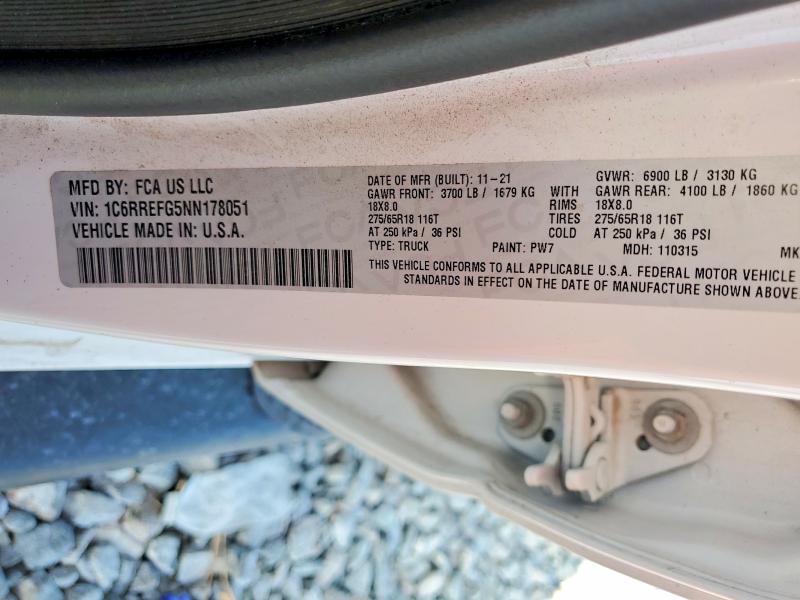 Продаж на аукціоні авто 2022 Ram 1500, vin: 1C6RREFG5NN178051, номер лоту: 54785626