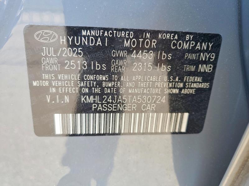 52340046 :رقم المزاد ، KMHL24JA5TA530724 vin ، 2026 Hyundai Sonata مزاد بيع