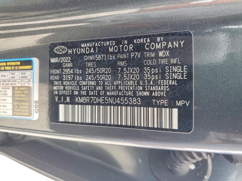 Продаж на аукціоні авто 2022 Hyundai Palisade, vin: KM8R7DHE5NU455383, номер лоту: 54999166