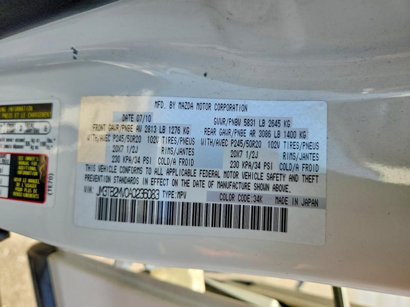 Aukcja sprzedaży 2010 Mazda Cx-9, vin: JM3TB2MV0A0236083, numer aukcji: 51995386