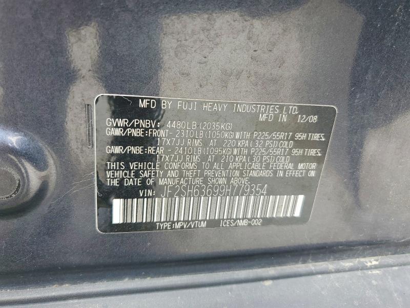 Aukcja sprzedaży 2009 Subaru Forester, vin: JF2SH63699H779354, numer aukcji: 54513406