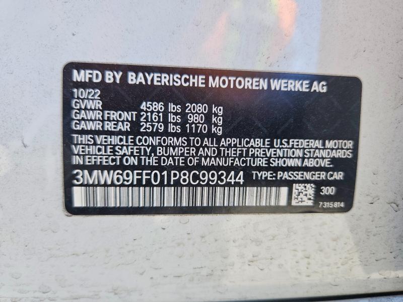 Aukcja sprzedaży 2023 Bmw 330i, vin: 3MW69FF01P8C99344, numer aukcji: 52090256