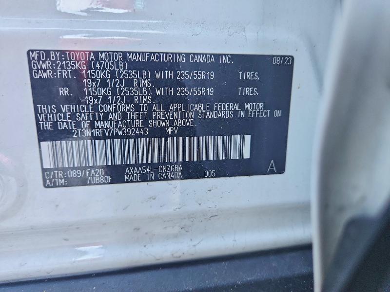Продаж на аукціоні авто 2023 Toyota Rav4, vin: 2T3N1RFV7PW392443, номер лоту: 46783456