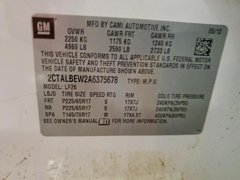 2010 Gmc Terrain მანქანა იყიდება აუქციონზე, vin: 2CTALBEW2A6375678, აუქციონის ნომერი: 54466226