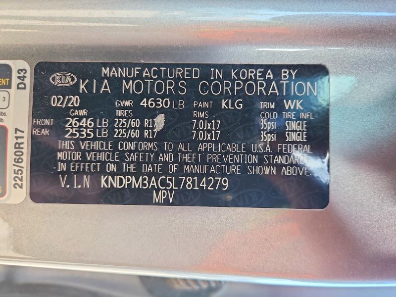 53630076 :رقم المزاد ، KNDPM3AC5L7814279 vin ، 2020 Kia Sportage مزاد بيع
