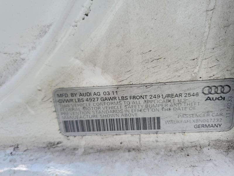 52621756 :رقم المزاد ، WAUKFAFLXBN047232 vin ، 2011 Audi A4 مزاد بيع