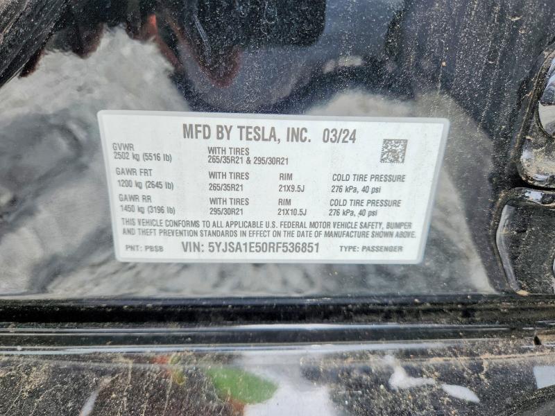 Продажа на аукционе авто 2024 Tesla Model S, vin: 5YJSA1E50RF536851, номер лота: 54884346