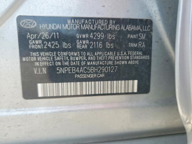 Aukcja sprzedaży 2011 Hyundai Sonata, vin: 5NPEB4AC5BH290127, numer aukcji: 54081476
