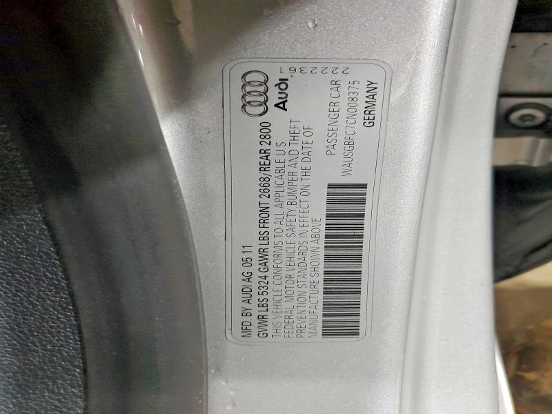 Aukcja sprzedaży 2012 Audi A7, vin: WAUSGBFC7CN008375, numer aukcji: 54621866