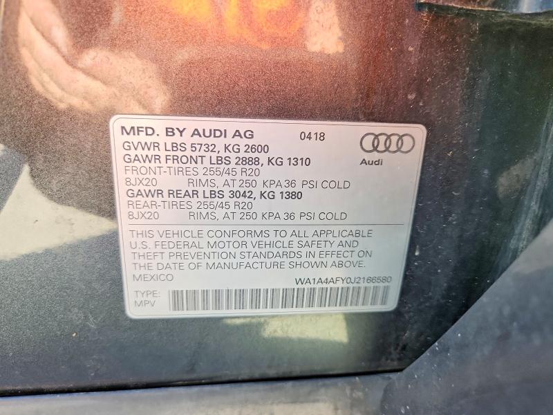 2018 Audi Sq5 მანქანა იყიდება აუქციონზე, vin: WA1A4AFY0J2166580, აუქციონის ნომერი: 53099126