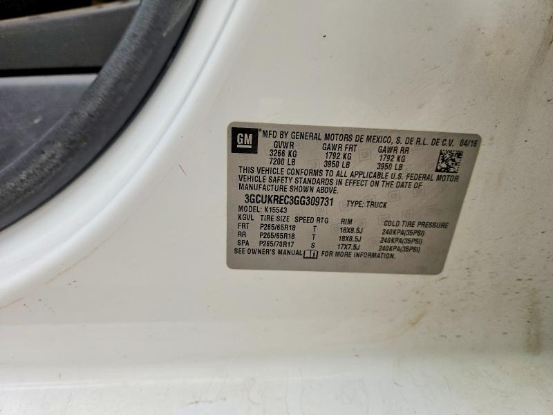 Продаж на аукціоні авто 2016 Chevrolet Silverado, vin: 3GCUKREC3GG309731, номер лоту: 53245136