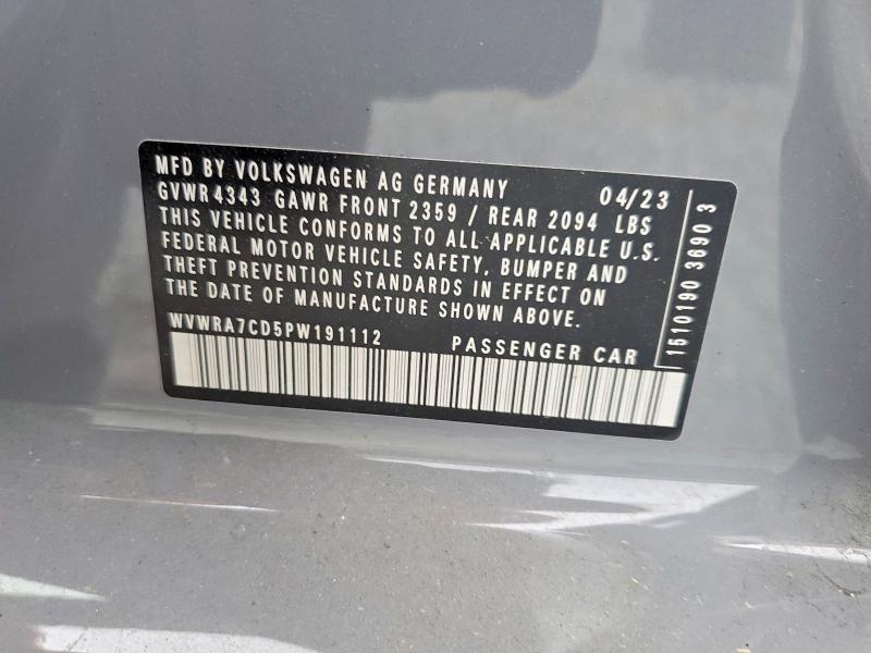 2023 Volkswagen Gti მანქანა იყიდება აუქციონზე, vin: WVWRA7CD5PW191112, აუქციონის ნომერი: 54655416