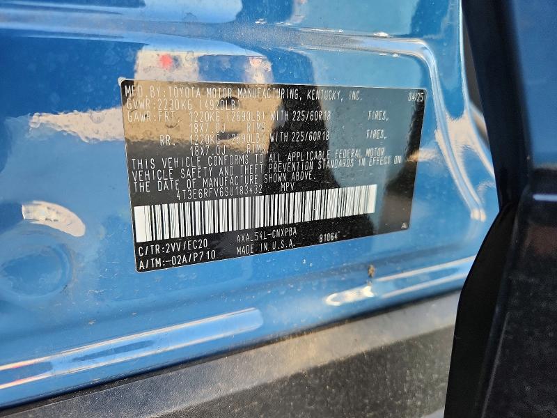 2025 Toyota Rav4 მანქანა იყიდება აუქციონზე, vin: 4T3E6RFV6SU183432, აუქციონის ნომერი: 53600256