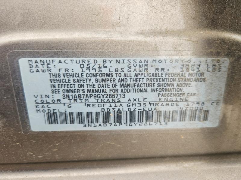 Aukcja sprzedaży 2016 Nissan Sentra, vin: 3N1AB7AP9GY286713, numer aukcji: 54354346