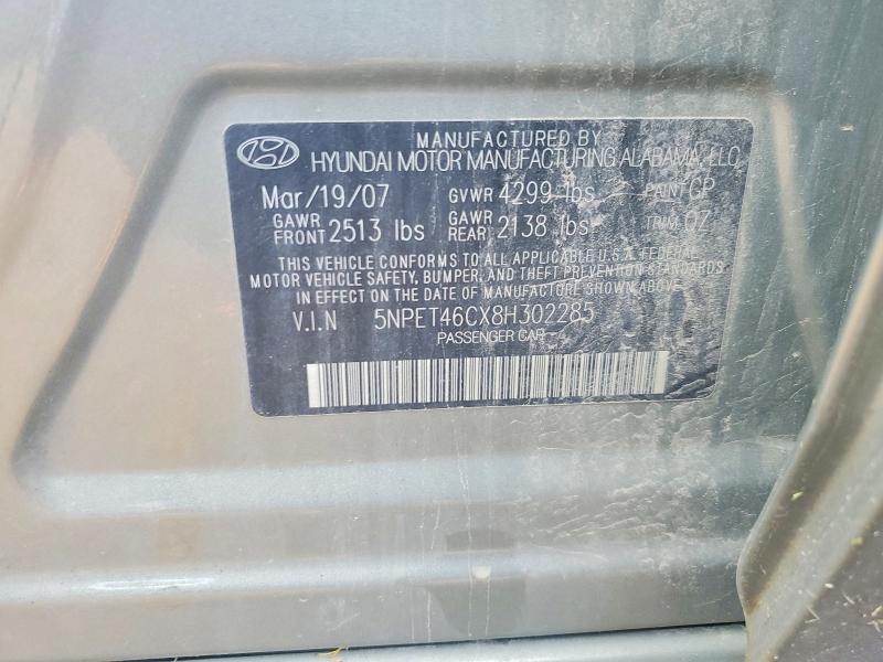 Продажа на аукционе авто 2008 Hyundai Sonata, vin: 5NPET46CX8H302285, номер лота: 53053846