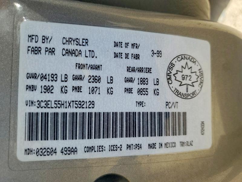 Aukcja sprzedaży 1999 Chrysler Sebring, vin: 3C3EL55H1XT592129, numer aukcji: 52306196