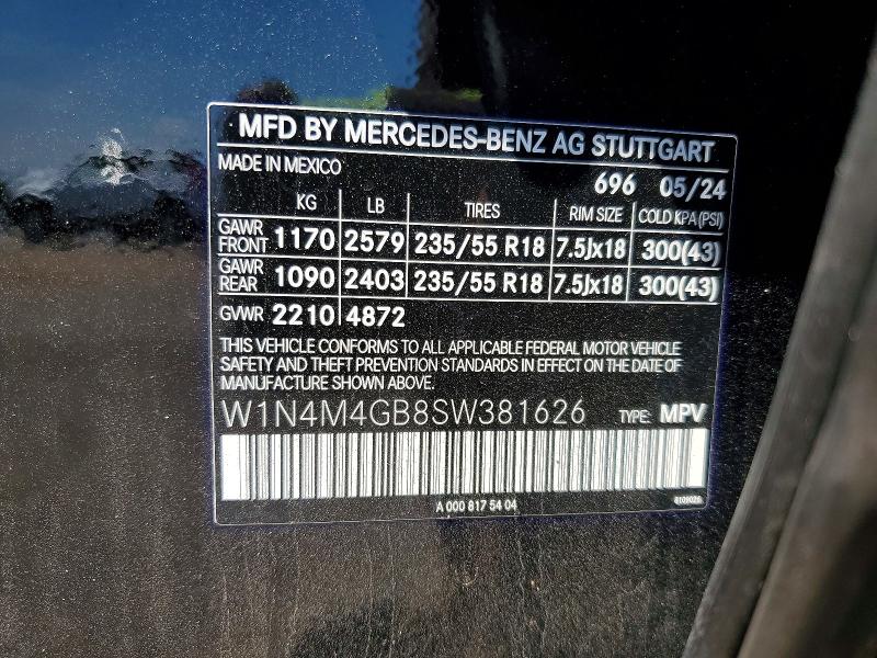 Aukcja sprzedaży 2025 Mercedes-benz Glb, vin: W1N4M4GB8SW381626, numer aukcji: 53537436