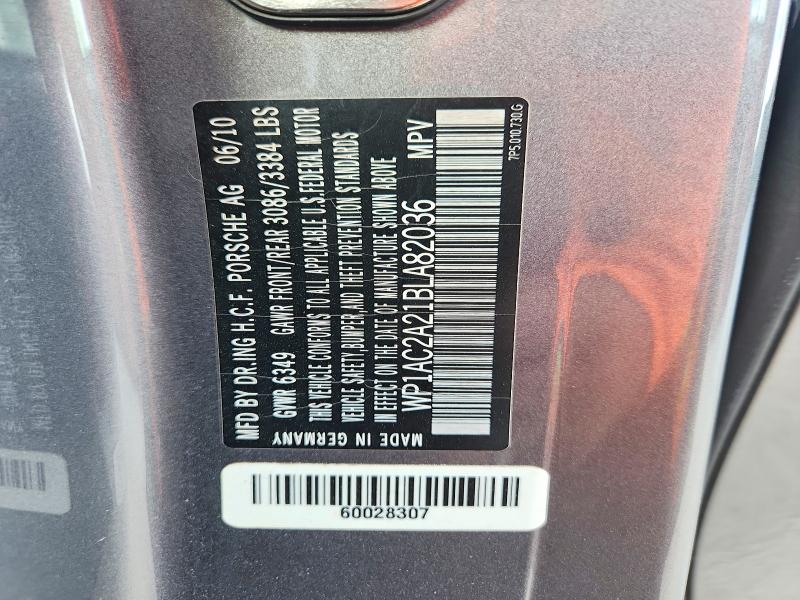 53584626 :رقم المزاد ، WP1AC2A21BLA82036 vin ، 2011 Porsche Cayenne مزاد بيع