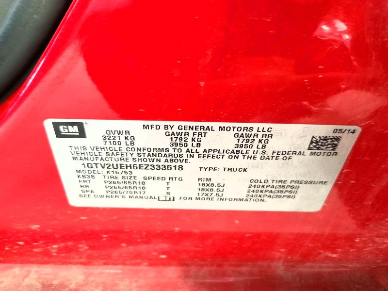 Продаж на аукціоні авто 2014 Gmc Sierra, vin: 1GTV2UEH6EZ333618, номер лоту: 55061276