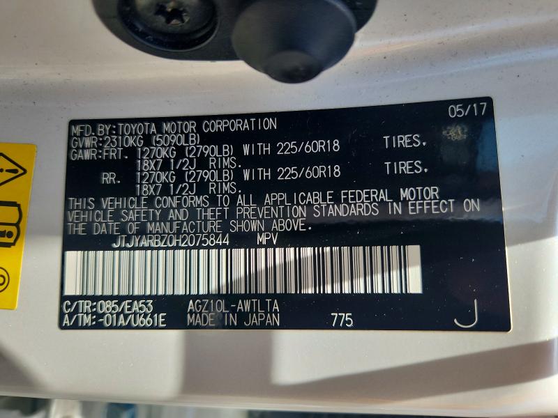 Aukcja sprzedaży 2017 Lexus Nx 200t, vin: JTJYARBZ0H2075844, numer aukcji: 51293726