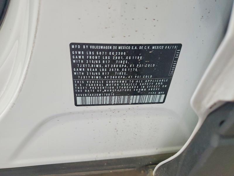 Продаж на аукціоні авто 2019 Volkswagen Tiguan, vin: 3VV2B7AX2KM176816, номер лоту: 54536426