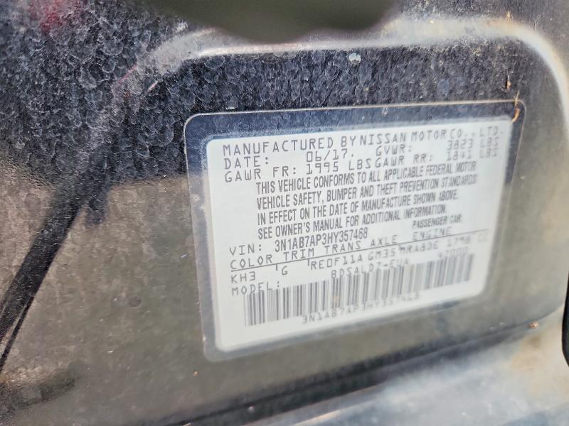 53827026 :رقم المزاد ، 3N1AB7AP3HY357468 vin ، 2017 Nissan Sentra مزاد بيع