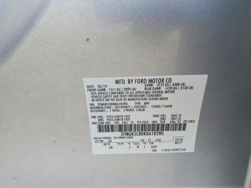 Продажа на аукционе авто 2019 Ford Flex, vin: 2FMGK5C80KBA18390, номер лота: 51671726