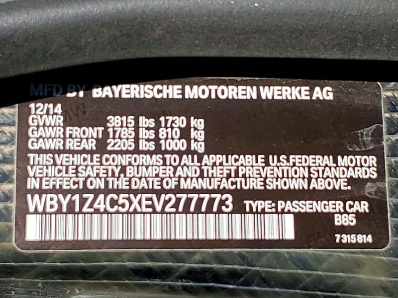 Продажа на аукционе авто 2014 Bmw I3, vin: WBY1Z4C5XEV277773, номер лота: 54372586
