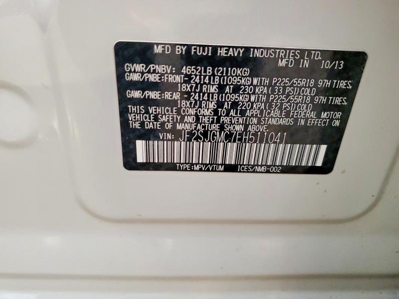 Aukcja sprzedaży 2014 Subaru Forester, vin: JF2SJGMC7EH511041, numer aukcji: 53847466