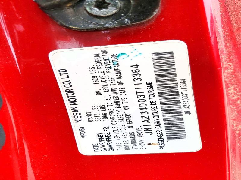 54204266 :رقم المزاد ، JN1AZ34D03T113364 vin ، 2003 Nissan 350z مزاد بيع