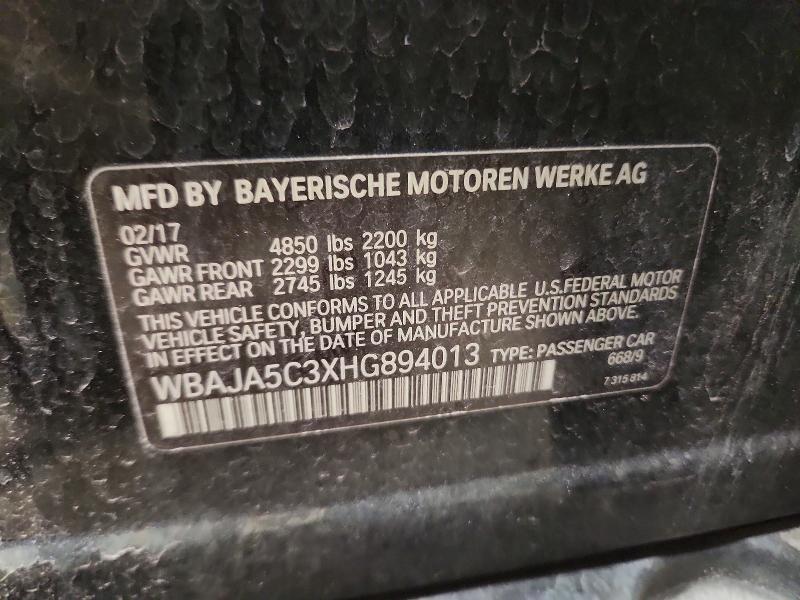 2017 Bmw 530 მანქანა იყიდება აუქციონზე, vin: WBAJA5C3XHG894013, აუქციონის ნომერი: 52469496
