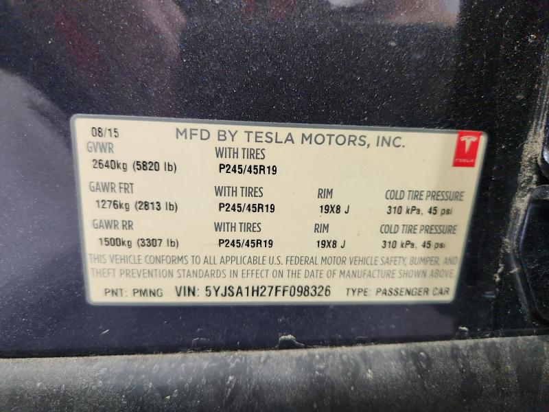 Aukcja sprzedaży 2015 Tesla Model S, vin: 5YJSA1H27FF098326, numer aukcji: 51582156