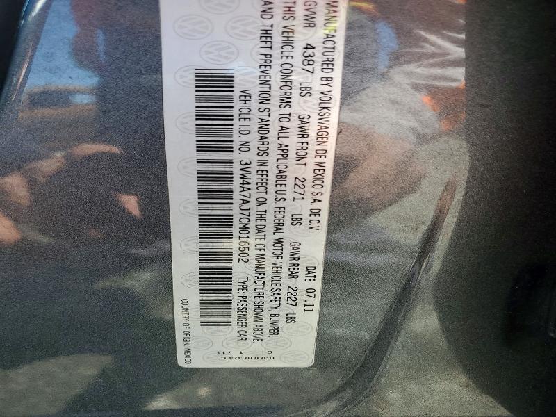 Продажа на аукционе авто 2012 Volkswagen Jetta, vin: 3VW4A7AJ7CM016502, номер лота: 53083796