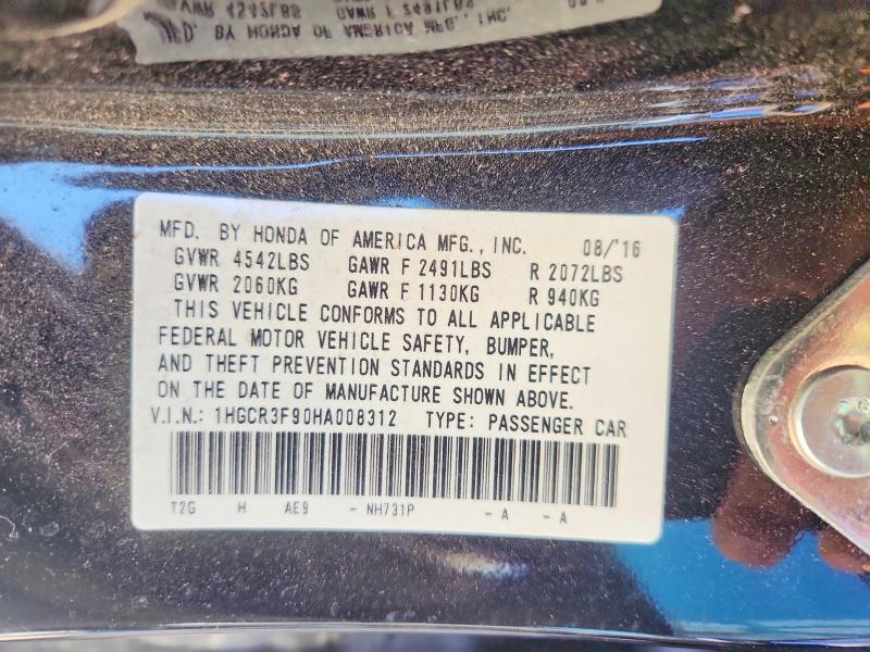 2017 Honda Accord მანქანა იყიდება აუქციონზე, vin: 1HGCR3F90HA008312, აუქციონის ნომერი: 52864306