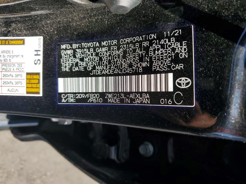 Aukcja sprzedaży 2022 Toyota Corolla, vin: JTDEAMDE4NJ045718, numer aukcji: 53239496
