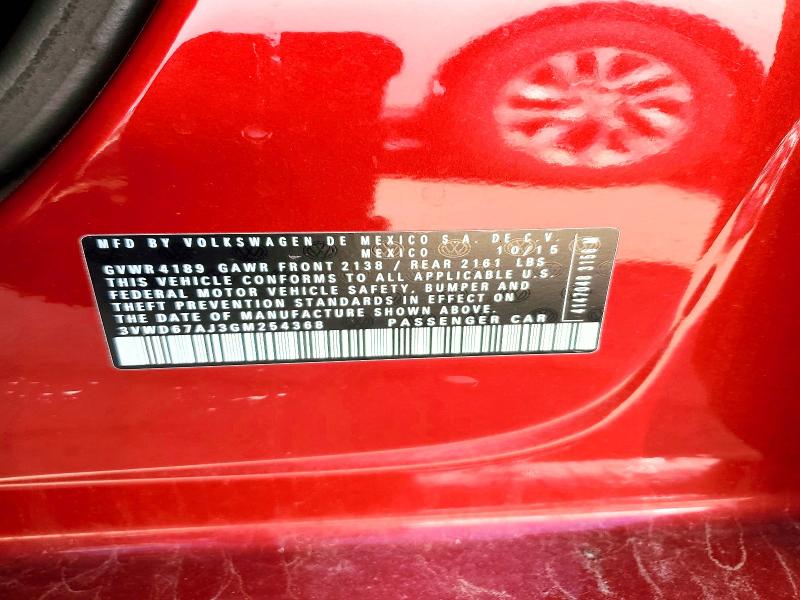 53038256 :رقم المزاد ، 3VWD67AJ3GM254368 vin ، 2016 Volkswagen Jetta مزاد بيع