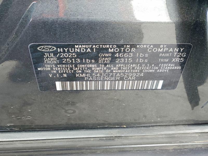2026 Hyundai Sonata მანქანა იყიდება აუქციონზე, vin: KMHL54JC7TA529924, აუქციონის ნომერი: 53798326