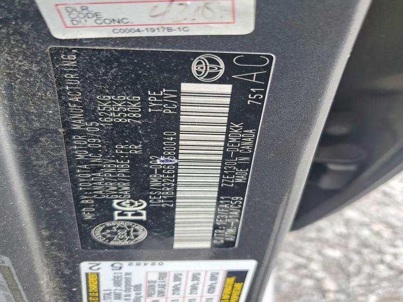 Продаж на аукціоні авто 2006 Toyota Corolla, vin: 2T1BR32E66C580040, номер лоту: 52840276