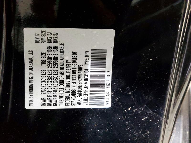 Aukcja sprzedaży 2018 Honda Odyssey, vin: 5FNRL6H74JB034108, numer aukcji: 54710596