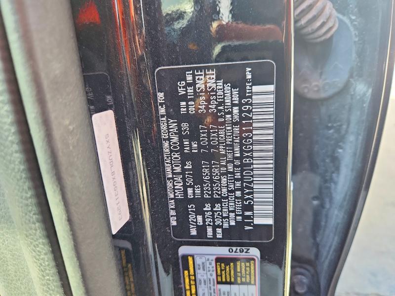 52673136 :رقم المزاد ، 5XYZUDLBXGG311293 vin ، 2016 Hyundai Santa Fe Sport مزاد بيع
