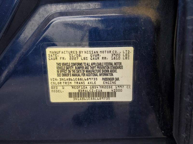 53796856 :رقم المزاد ، 3N1AB61E88L689735 vin ، 2008 Nissan Sentra مزاد بيع