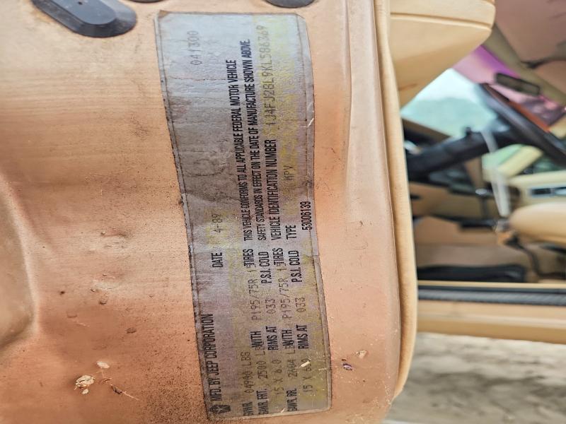 52033386 :رقم المزاد ، 1J4FJ28L9KL586369 vin ، 1989 Jeep Cherokee مزاد بيع